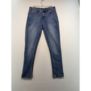Seven7 Women's Size 12 Blue Skinny Leg Medium Wash Stretch Denim Jeans Fitted